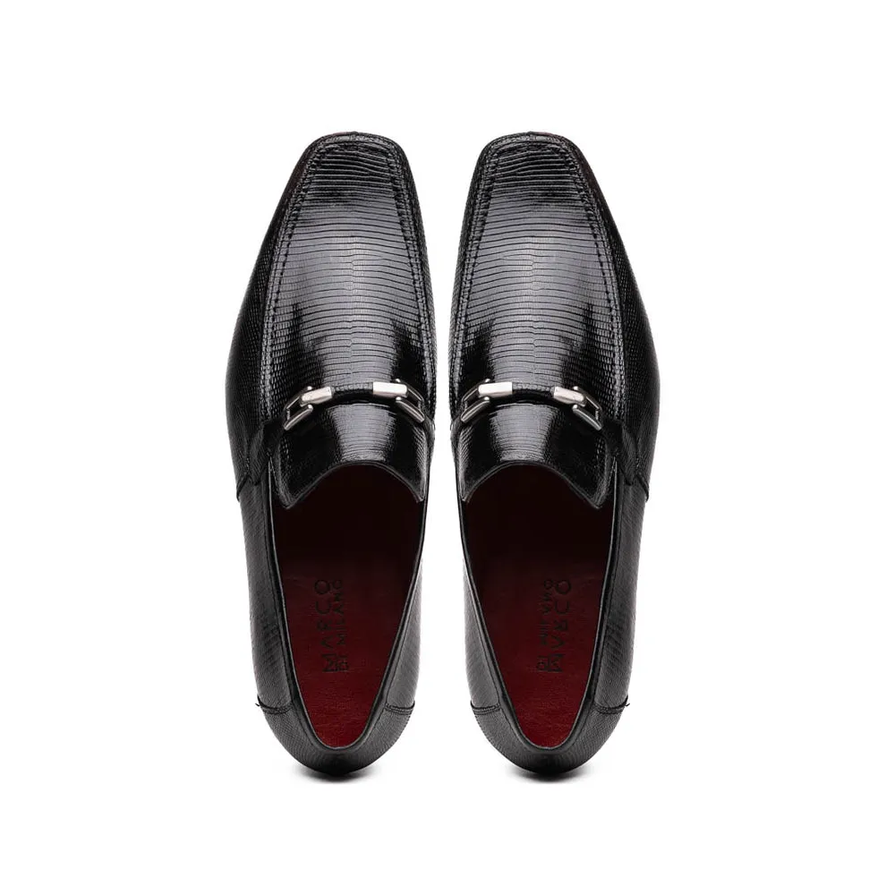 Marco Di Milano Fabro Black Lizard Bit Loafers