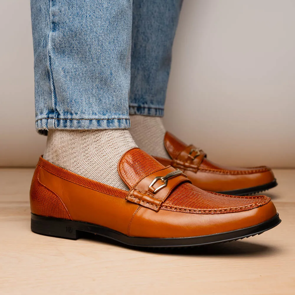 Marco Di Milano Hugo in Honey Lizard & Calfskin Bit Loafers