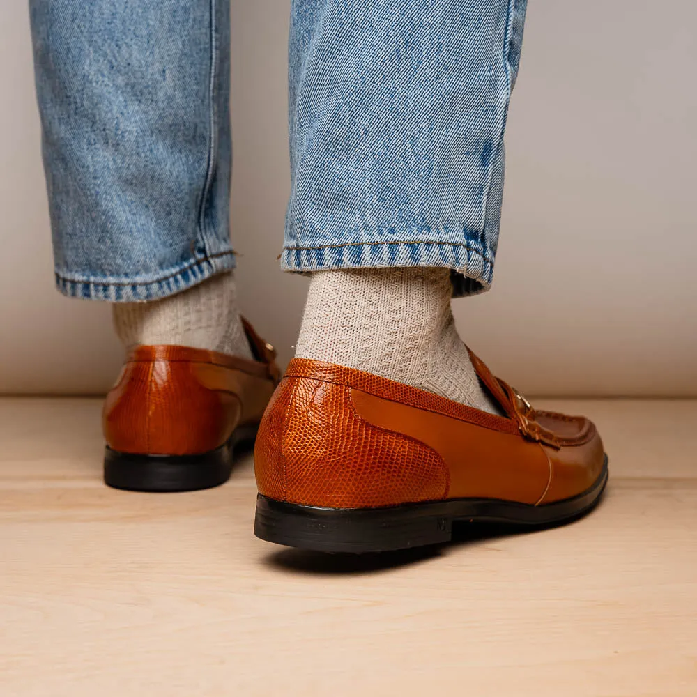 Marco Di Milano Hugo in Honey Lizard & Calfskin Bit Loafers