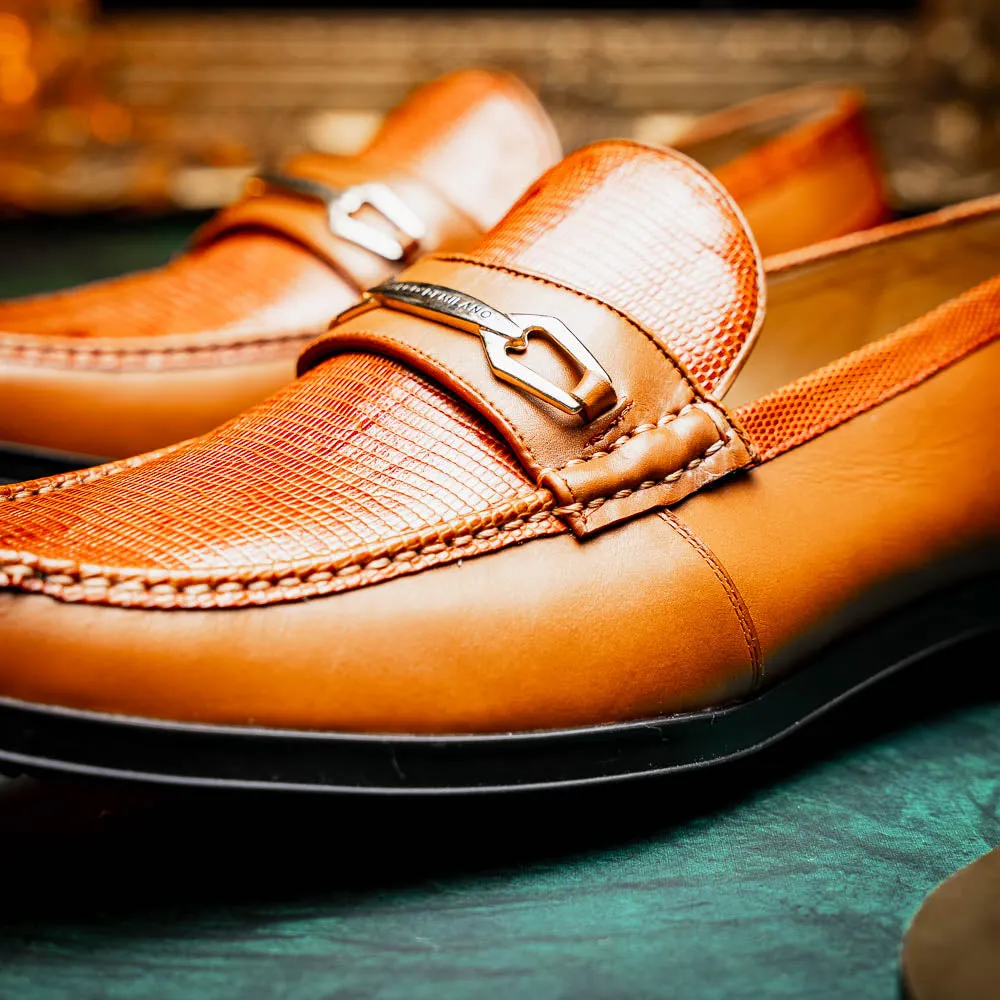 Marco Di Milano Hugo in Honey Lizard & Calfskin Bit Loafers