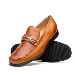 Marco Di Milano Hugo in Honey Lizard & Calfskin Bit Loafers