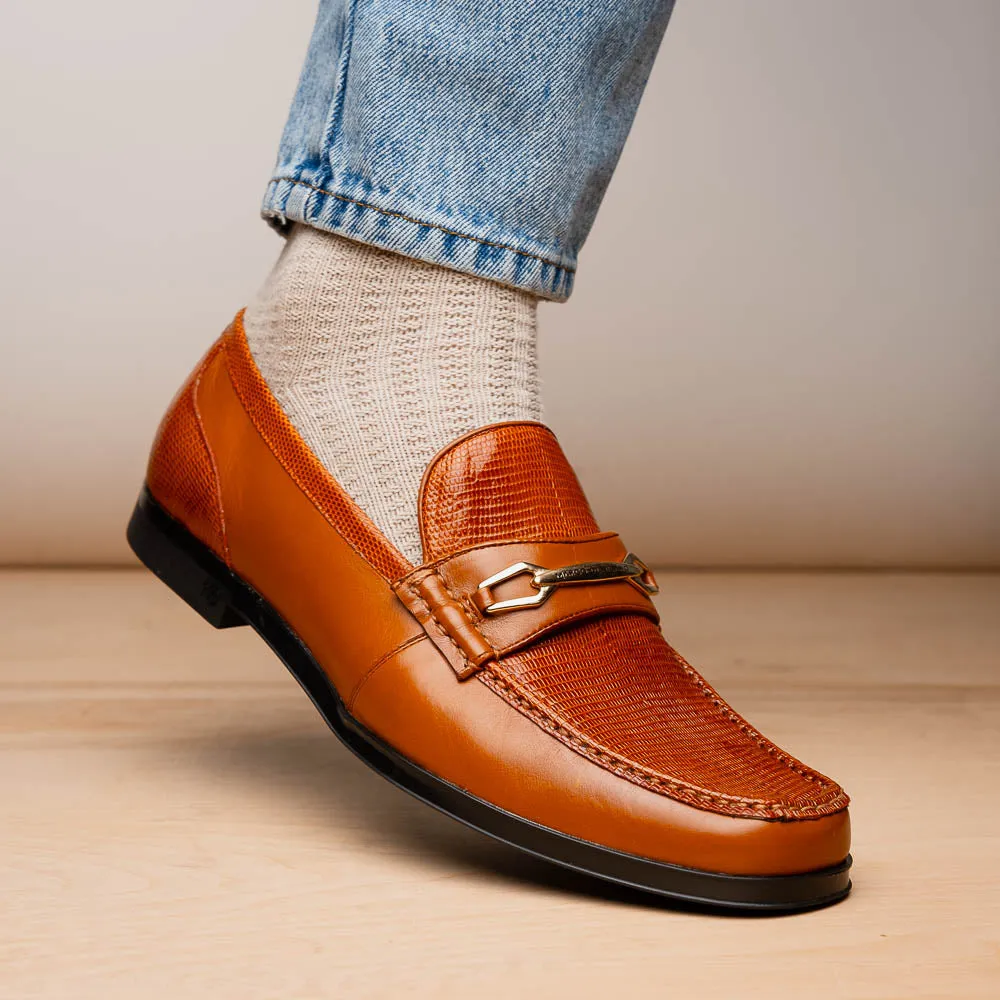 Marco Di Milano Hugo in Honey Lizard & Calfskin Bit Loafers