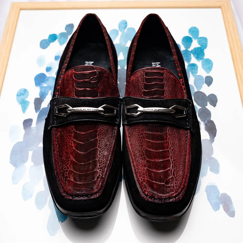 Marco Di Milano Hugo in Wine / Black Suede Bit Loafers