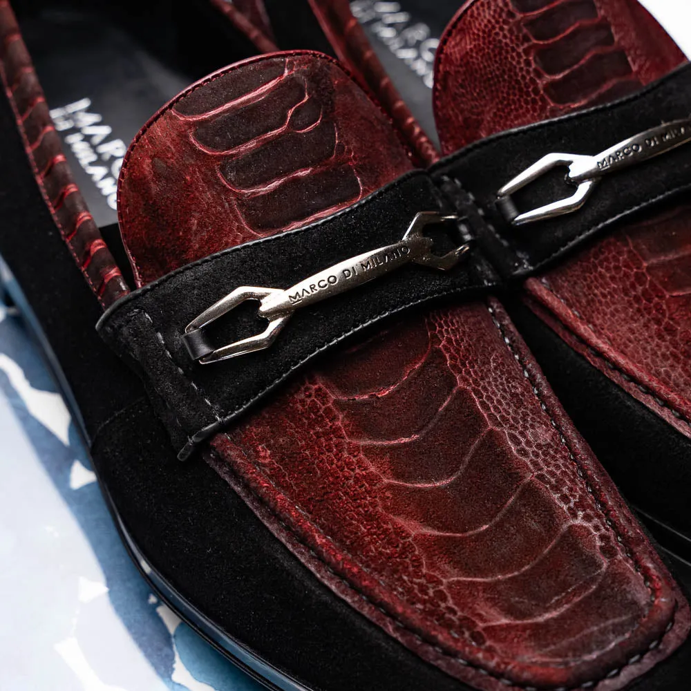 Marco Di Milano Hugo in Wine / Black Suede Bit Loafers