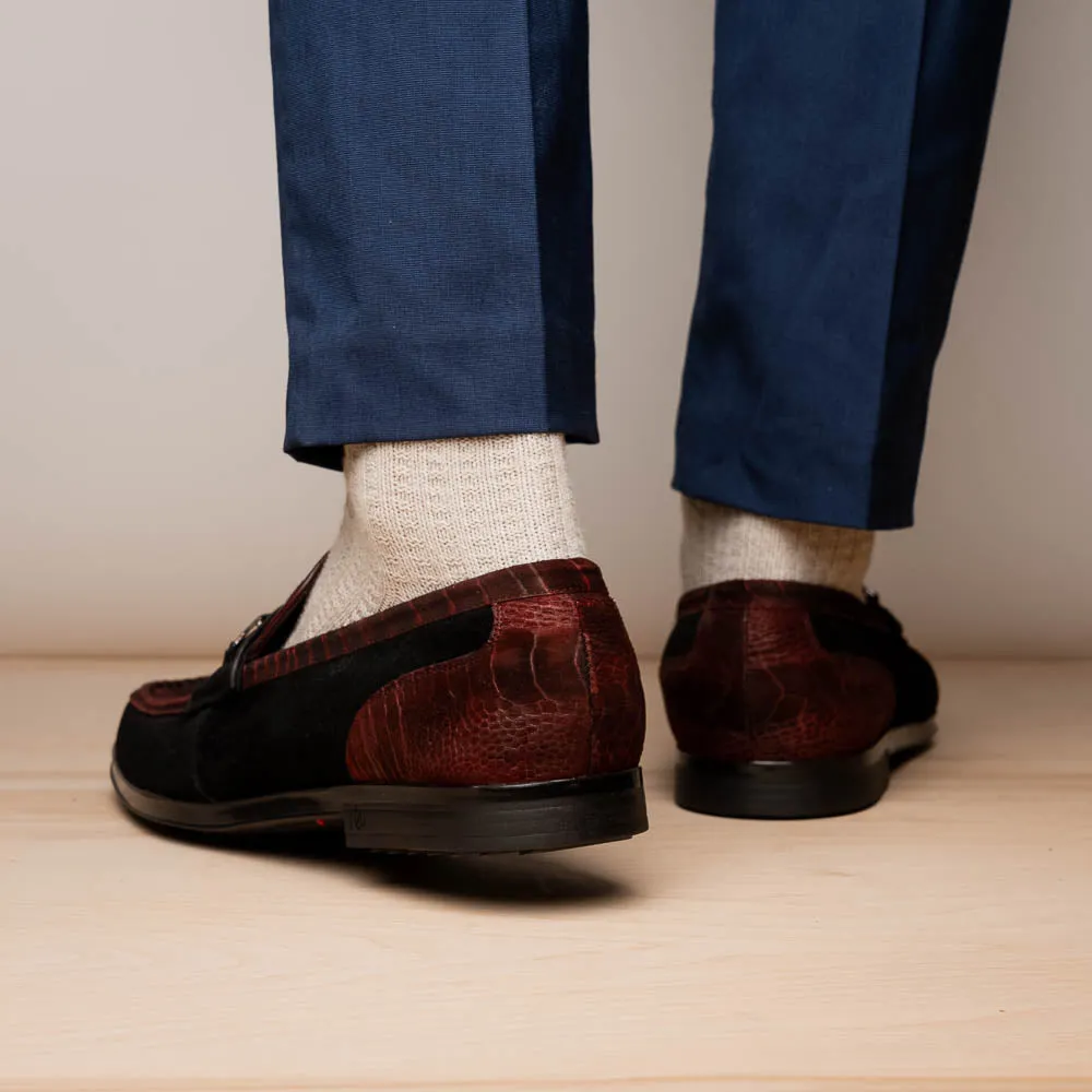 Marco Di Milano Hugo in Wine / Black Suede Bit Loafers
