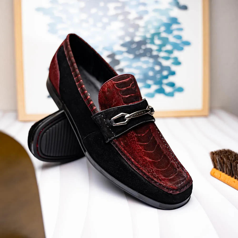Marco Di Milano Hugo in Wine / Black Suede Bit Loafers