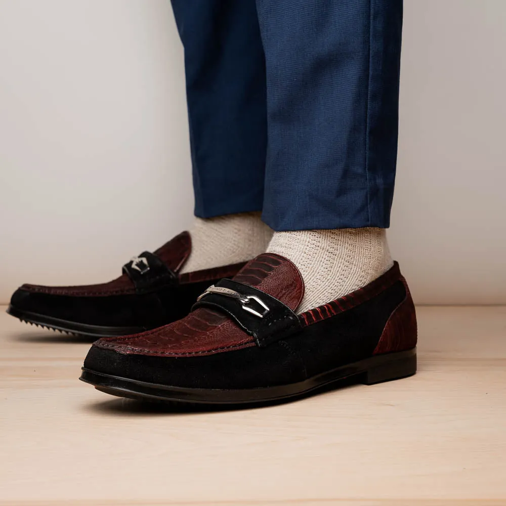 Marco Di Milano Hugo in Wine / Black Suede Bit Loafers