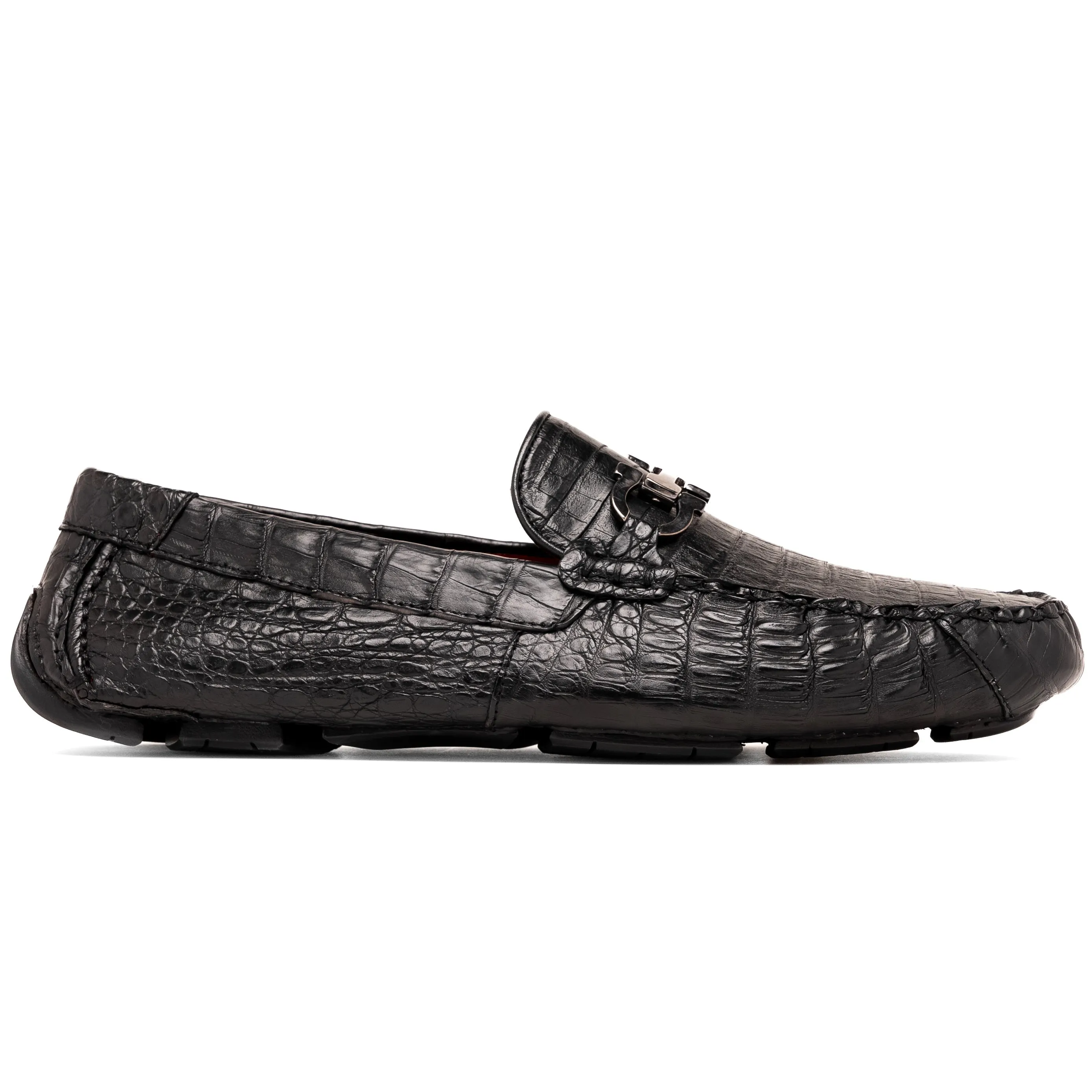 Marco Di Milano Parma in Black Caiman Belly Bit Loafers