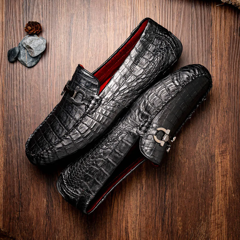 Marco Di Milano Parma in Black Caiman Belly Bit Loafers