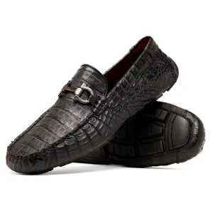 Marco Di Milano Parma in Black Caiman Belly Bit Loafers