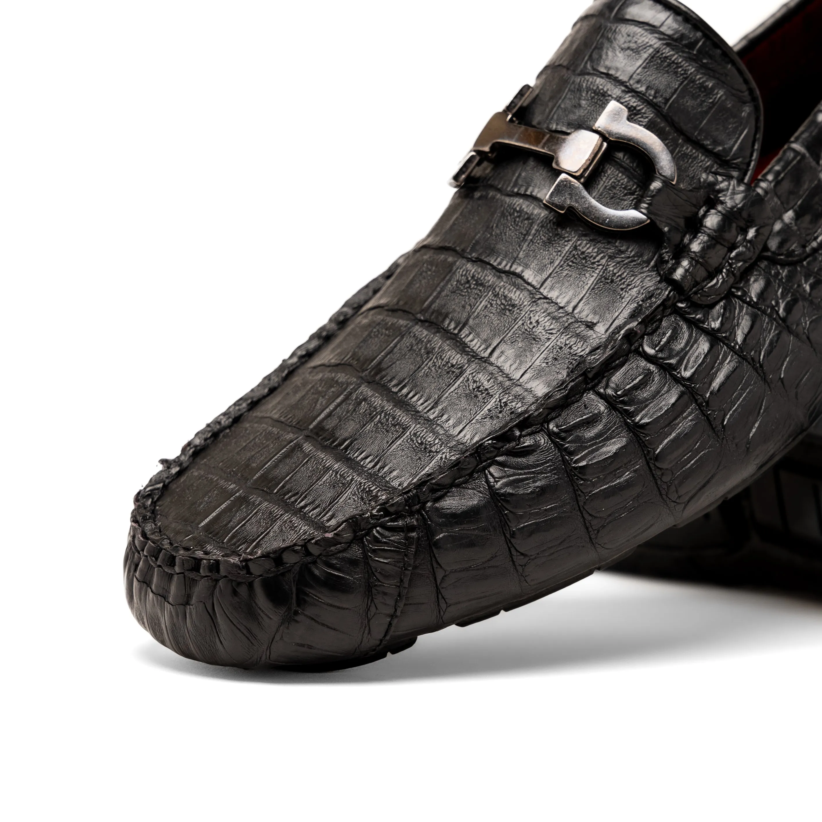 Marco Di Milano Parma in Black Caiman Belly Bit Loafers
