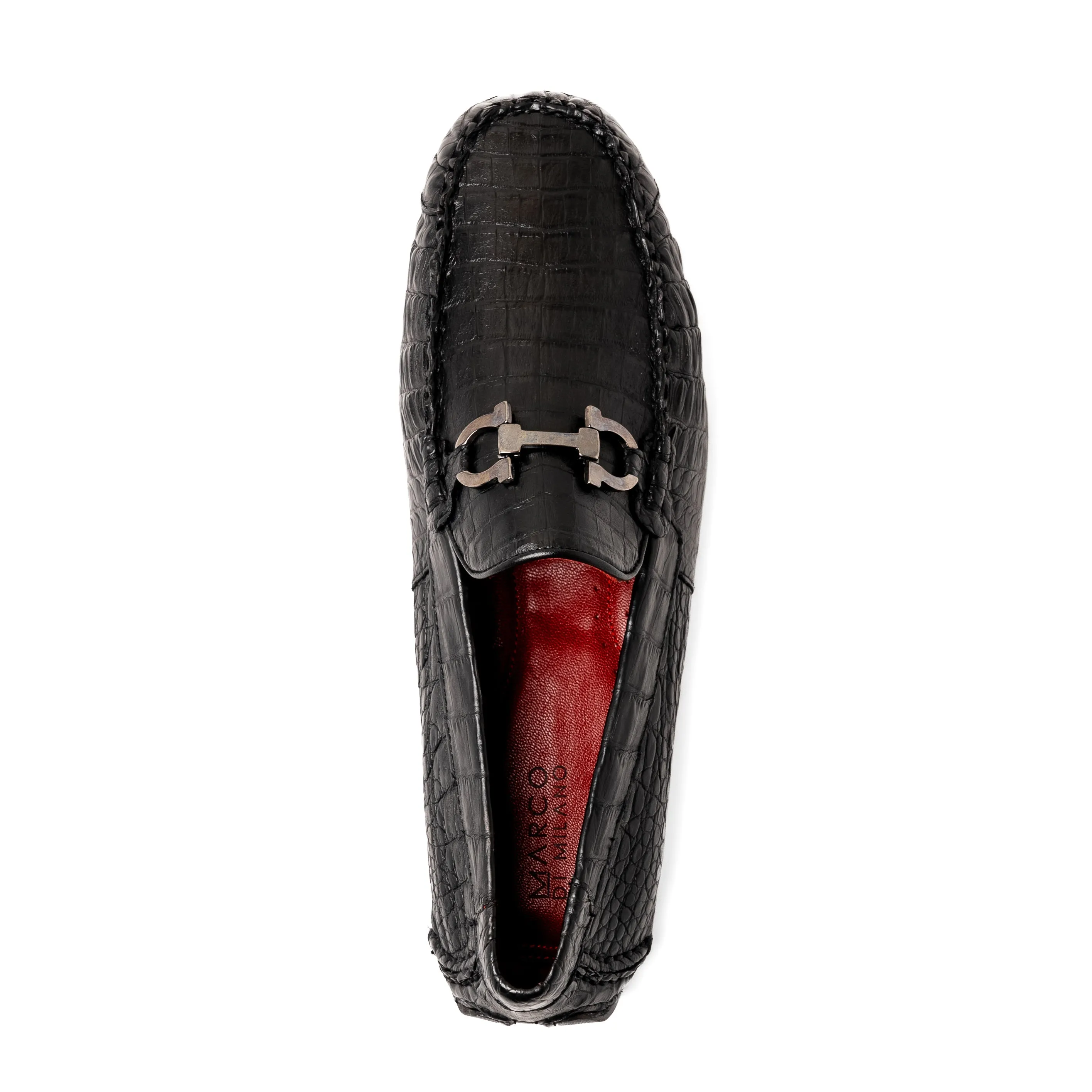 Marco Di Milano Parma in Black Caiman Belly Bit Loafers