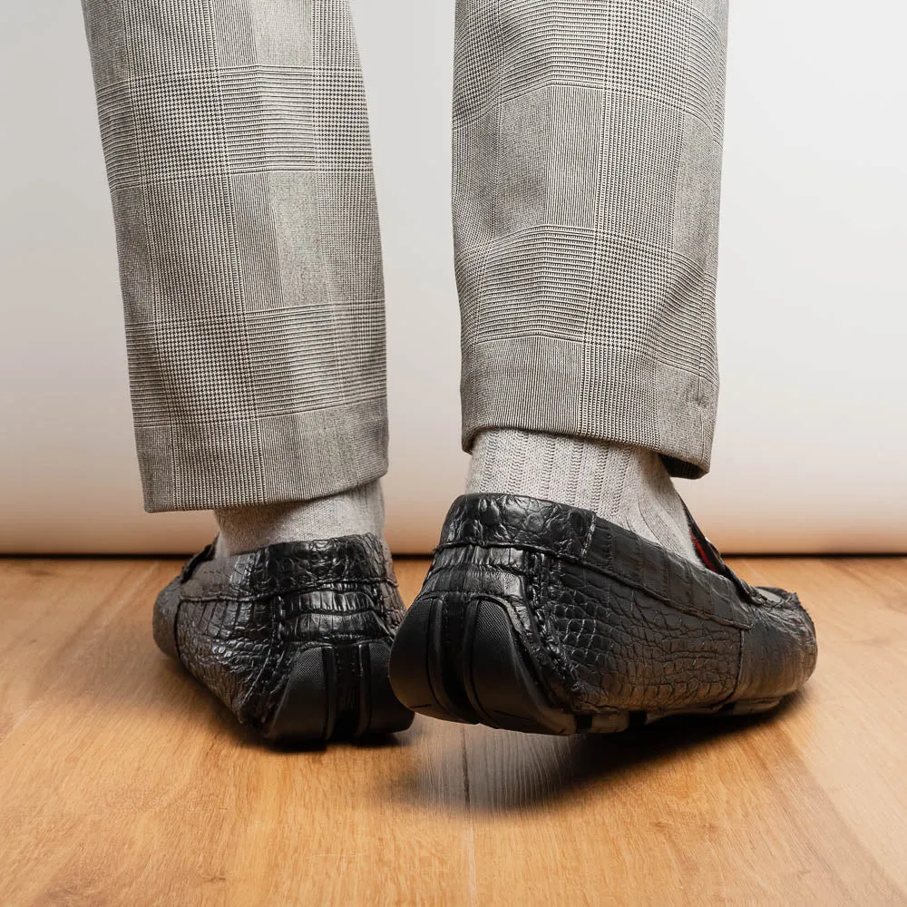 Marco Di Milano Parma in Black Caiman Belly Bit Loafers