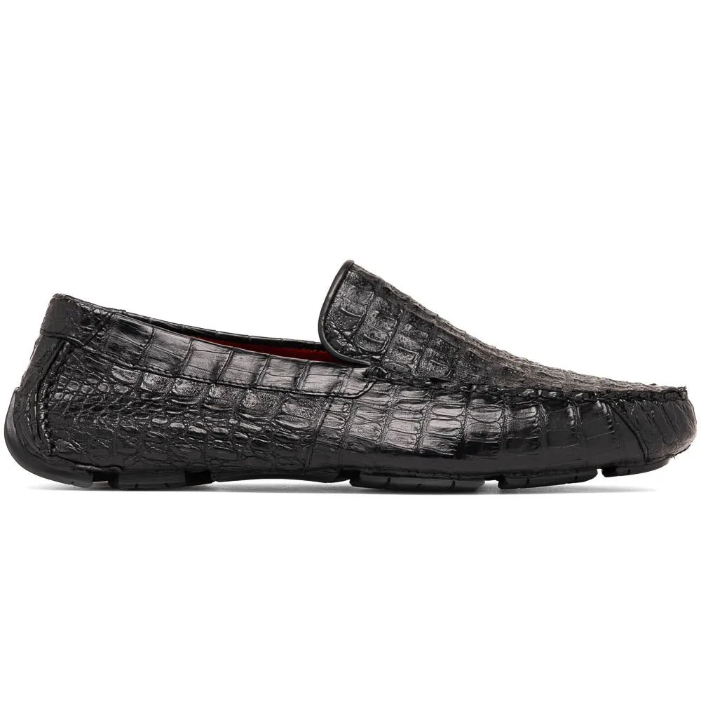 Marco Di Milano Remo in Black Caiman Driver Loafers