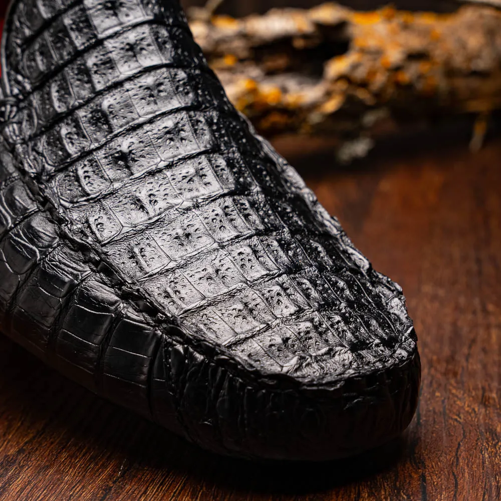 Marco Di Milano Remo in Black Caiman Driver Loafers