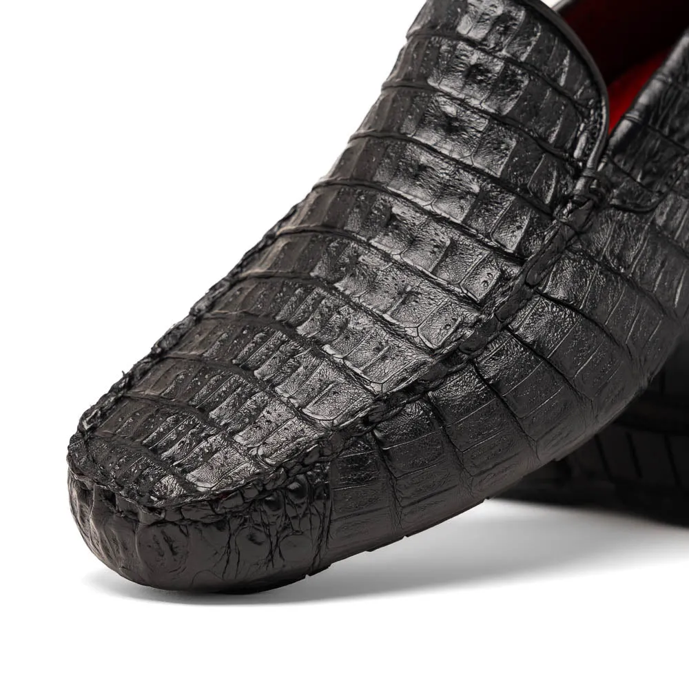 Marco Di Milano Remo in Black Caiman Driver Loafers