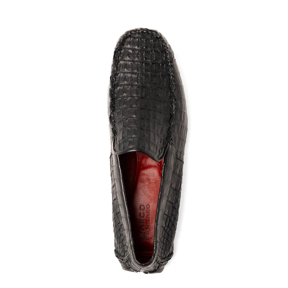 Marco Di Milano Remo in Black Caiman Driver Loafers