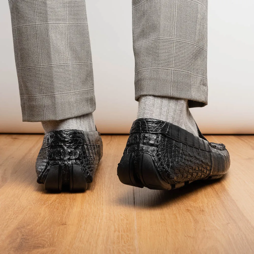 Marco Di Milano Remo in Black Caiman Driver Loafers
