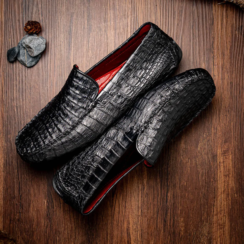Marco Di Milano Remo in Black Caiman Driver Loafers