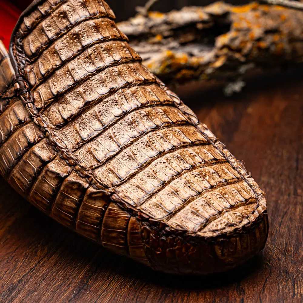 Marco Di Milano Remo in Stone Washed Brown Caiman Driver Loafers
