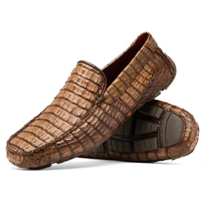 Marco Di Milano Remo in Stone Washed Brown Caiman Driver Loafers