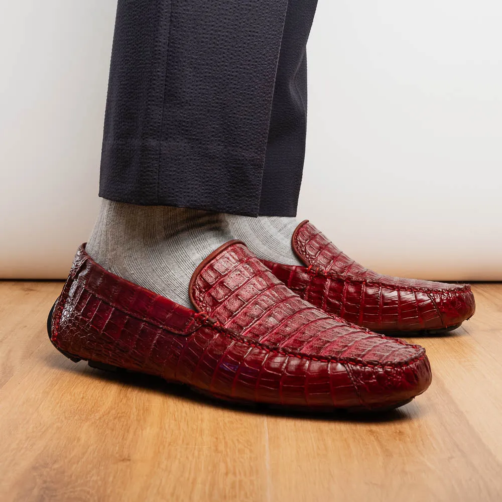 Marco Di Milano Remo in Wine Caiman Driver Loafers