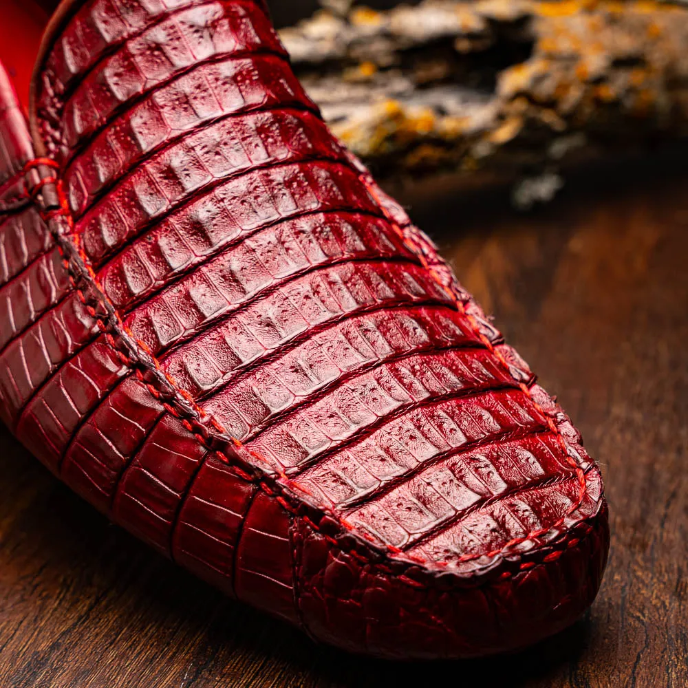 Marco Di Milano Remo in Wine Caiman Driver Loafers