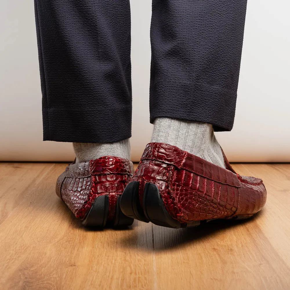 Marco Di Milano Remo in Wine Caiman Driver Loafers