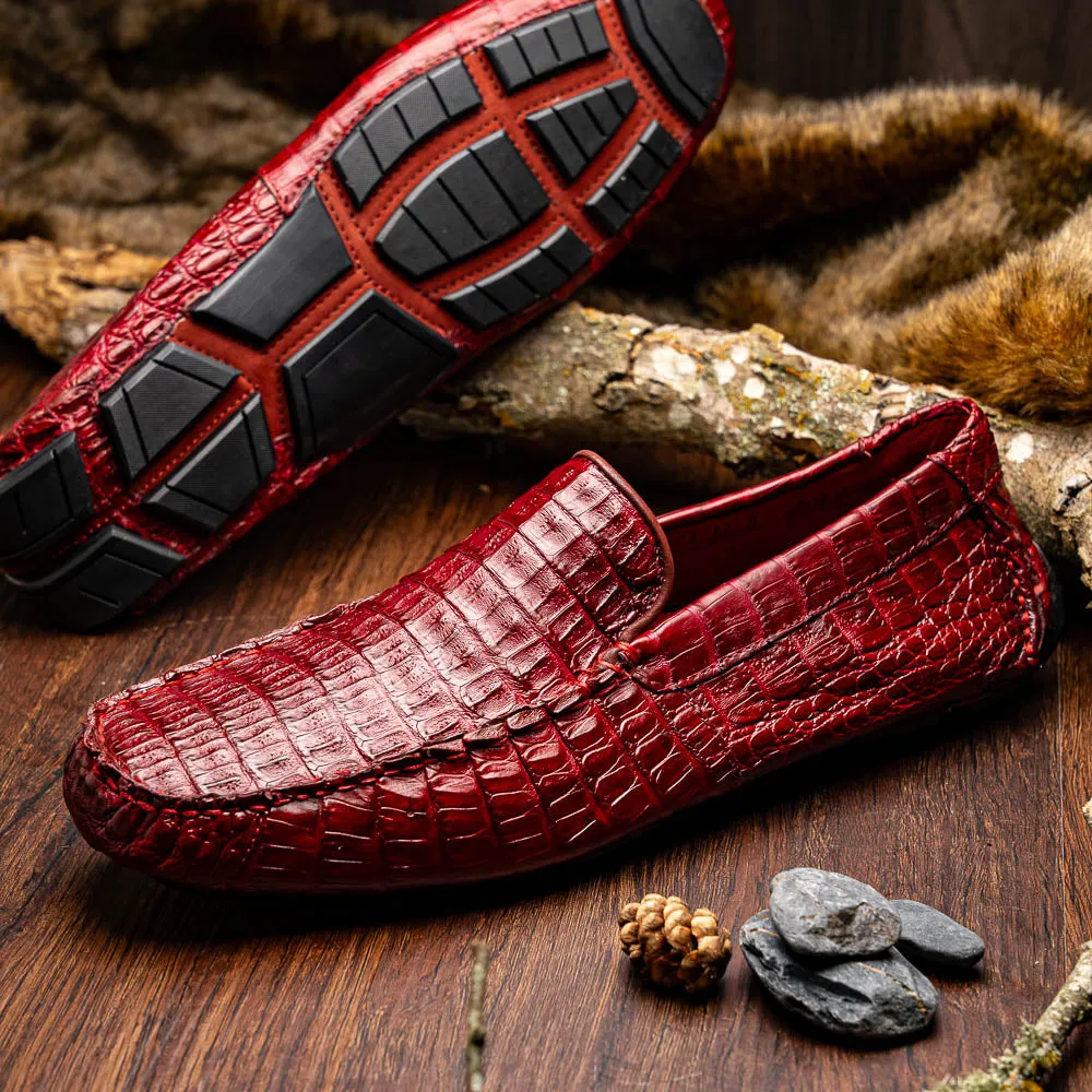 Marco Di Milano Remo in Wine Caiman Driver Loafers