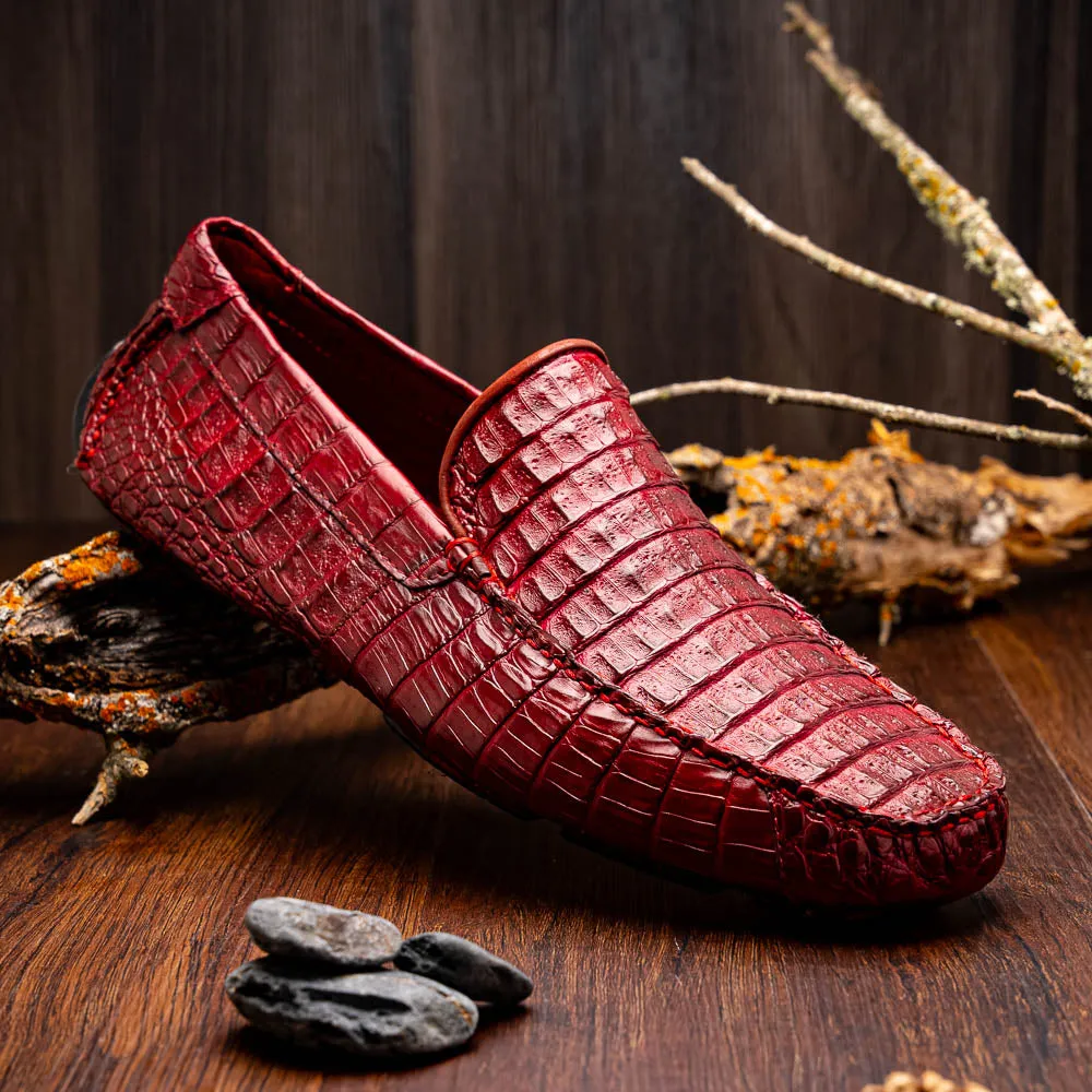 Marco Di Milano Remo in Wine Caiman Driver Loafers