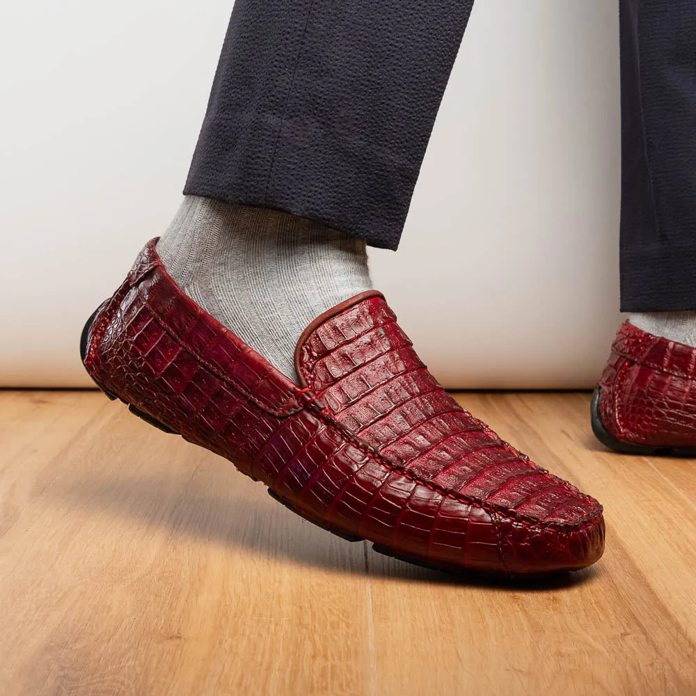 Marco Di Milano Remo in Wine Caiman Driver Loafers