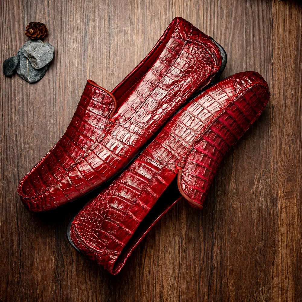 Marco Di Milano Remo in Wine Caiman Driver Loafers