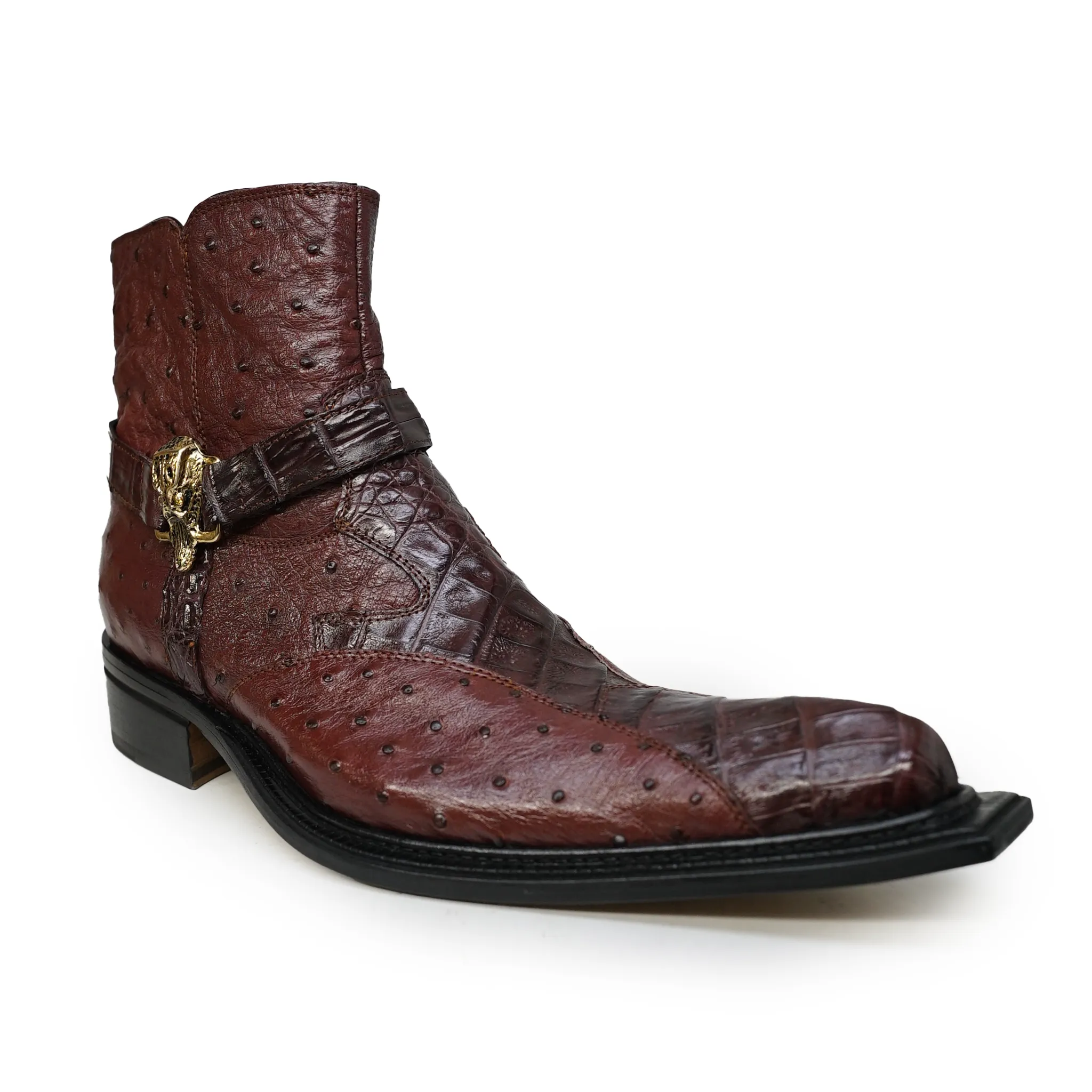 Mauri 42844 Crocodile & Ostrich Quill Ankle Dress Boot