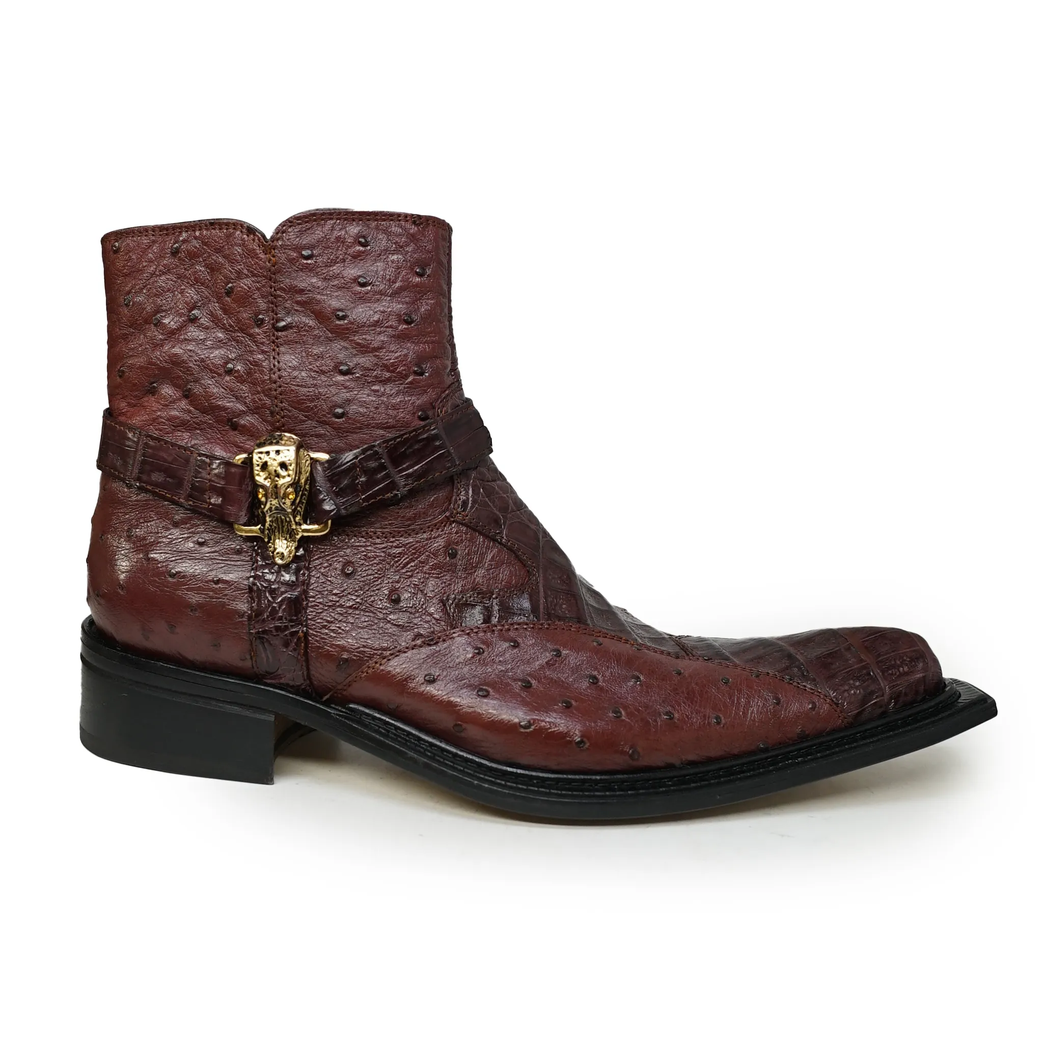 Mauri 42844 Crocodile & Ostrich Quill Ankle Dress Boot