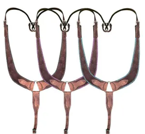 Medium leather pulling collar with rawhide wrapped edges