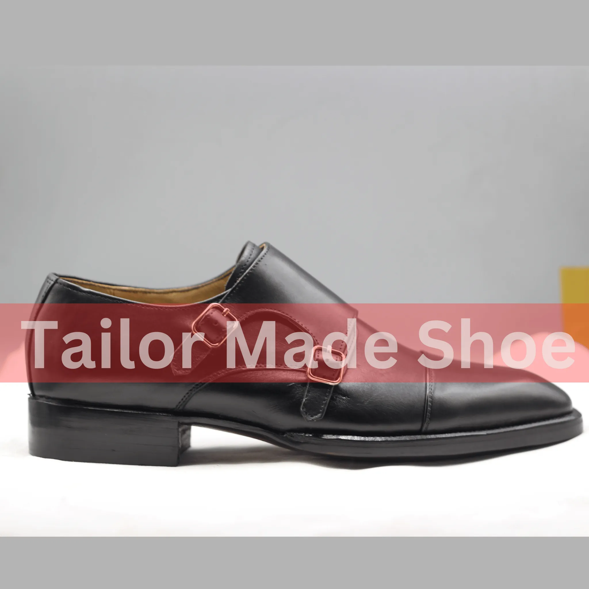 Men's Black Leather Monk Strap Shoes – Handmade Luxury Formal Footwear Elegant Handmade Leather Monk Strap Shoes – Stylish Dress Shoes for Men