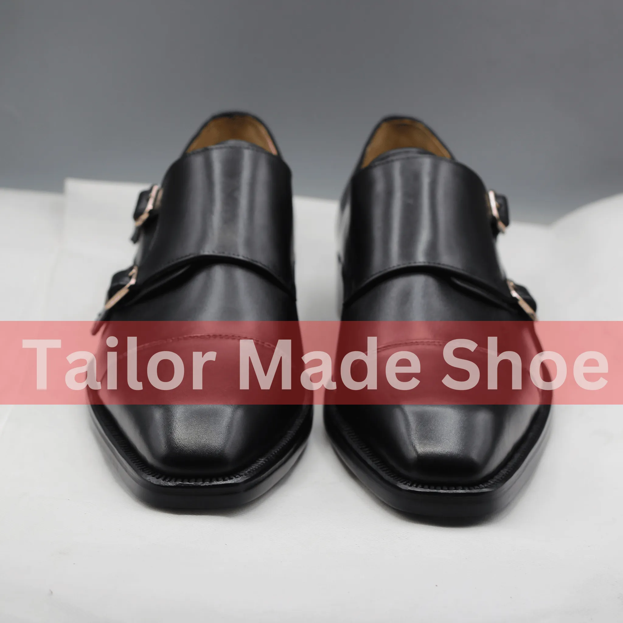 Men's Black Leather Monk Strap Shoes – Handmade Luxury Formal Footwear Elegant Handmade Leather Monk Strap Shoes – Stylish Dress Shoes for Men