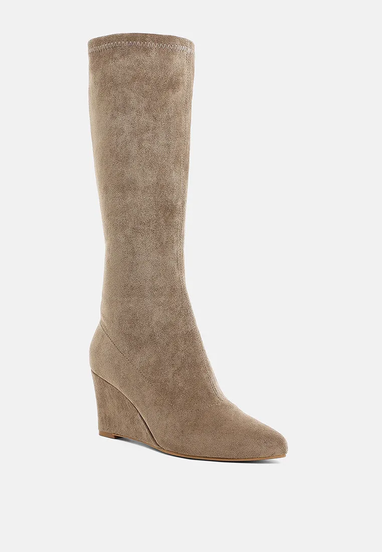 Microfiber Wedge Heel Boots By RUW