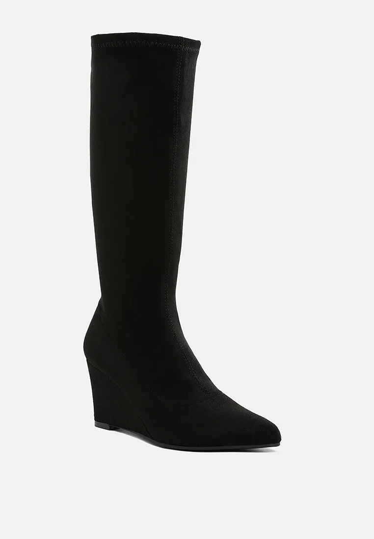 Microfiber Wedge Heel Boots By RUW