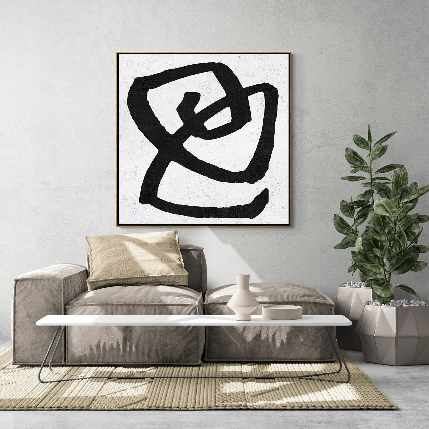Minimal Black and White Painting MN85A