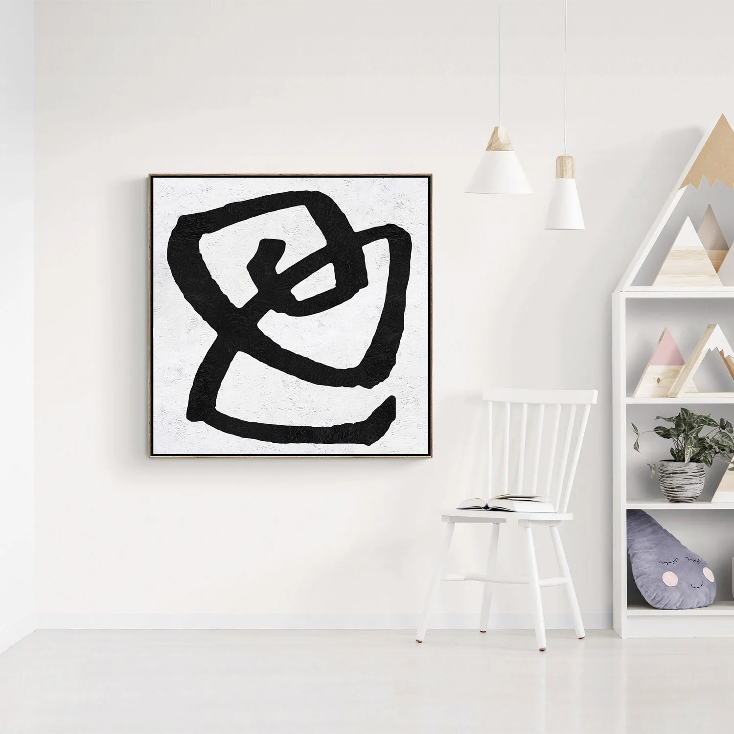 Minimal Black and White Painting MN85A