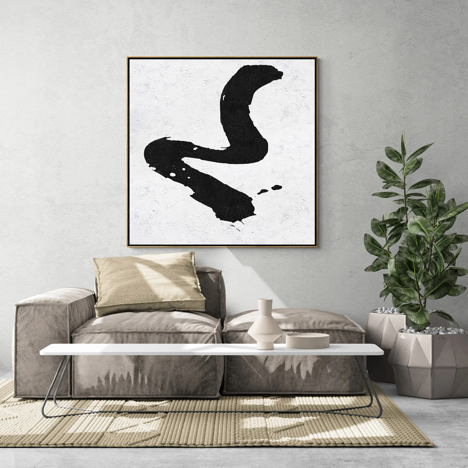Minimal Black and White Painting MN93A