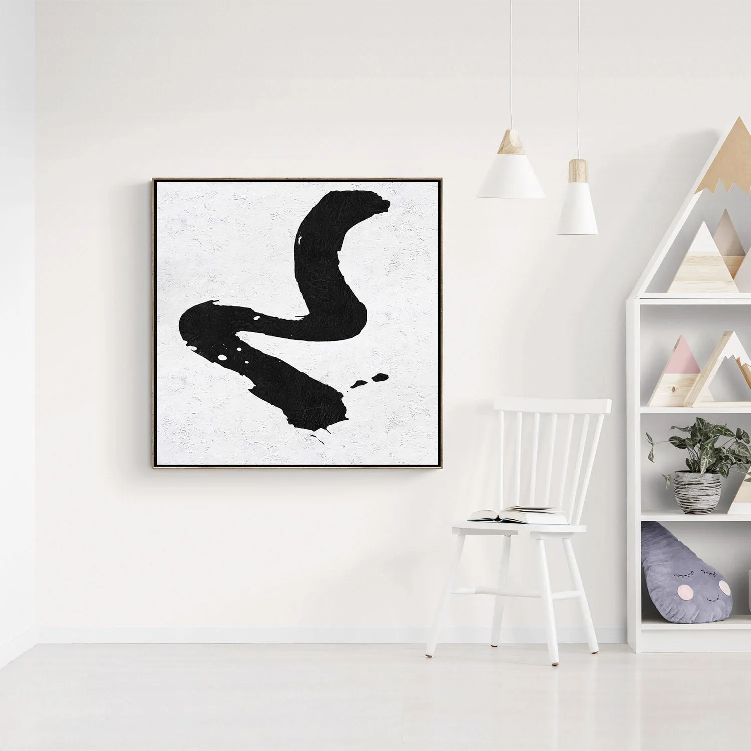 Minimal Black and White Painting MN93A