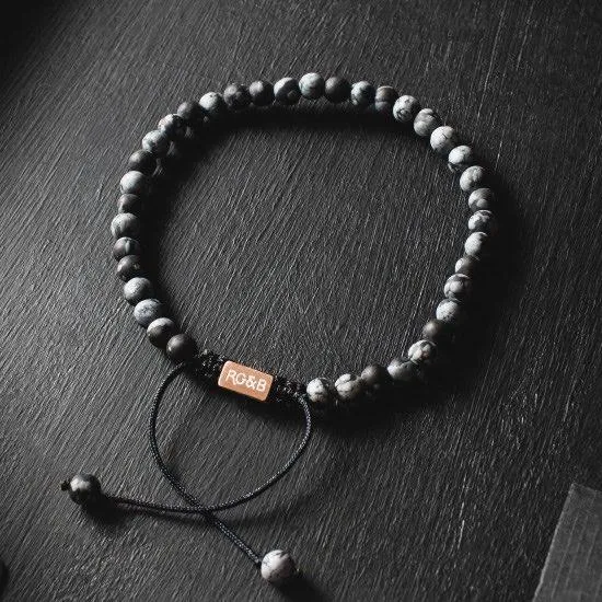 Minimal Collection - Snowflake Obsidian Stone Bracelet