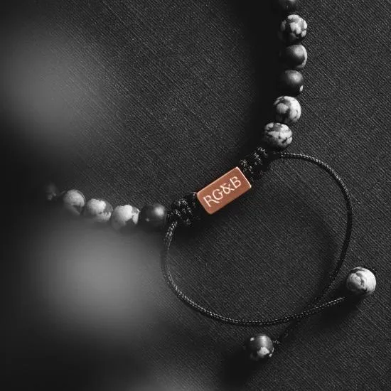 Minimal Collection - Snowflake Obsidian Stone Bracelet