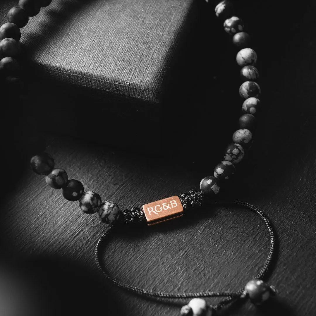 Minimal Collection - Snowflake Obsidian Stone Bracelet