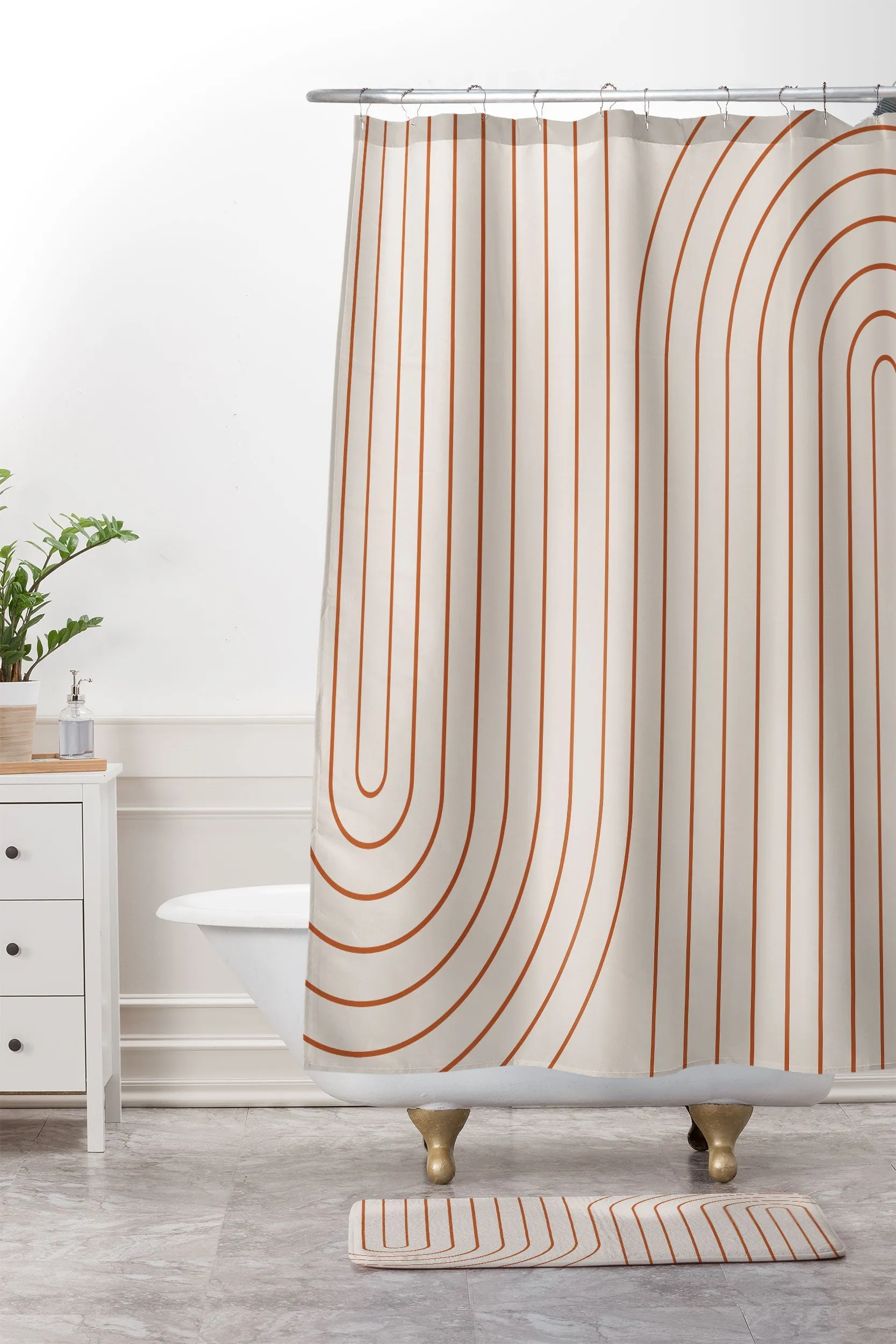 MINIMAL LINE CURVATURE CORAL 2 SHOWER CURTAIN