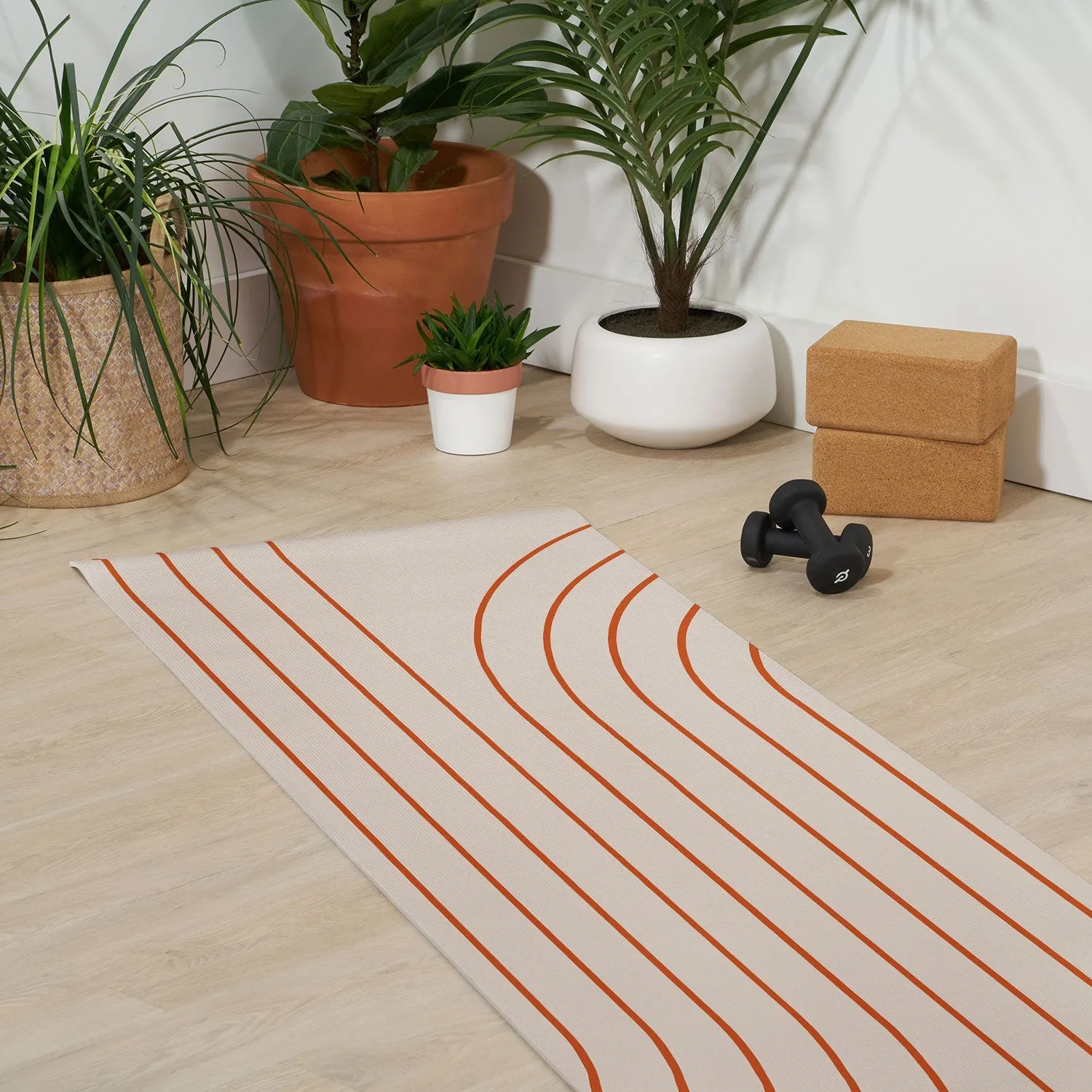 Minimal Line Curvature Coral 2 Yoga Mat