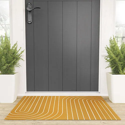 Minimal Line Curvature Gold Welcome Mat