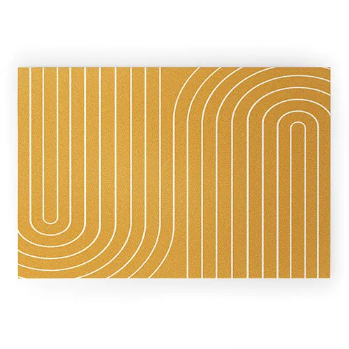 Minimal Line Curvature Gold Welcome Mat